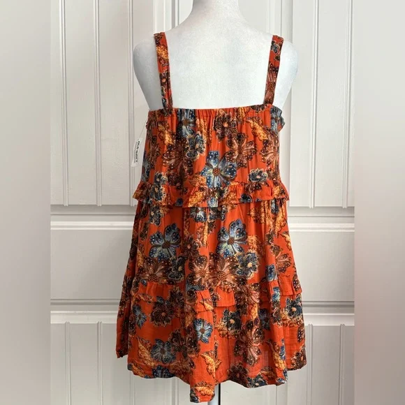 🆕 Old Navy Girl Orange Floral Ruffled Top Size M(8) - Picture 2 of 9